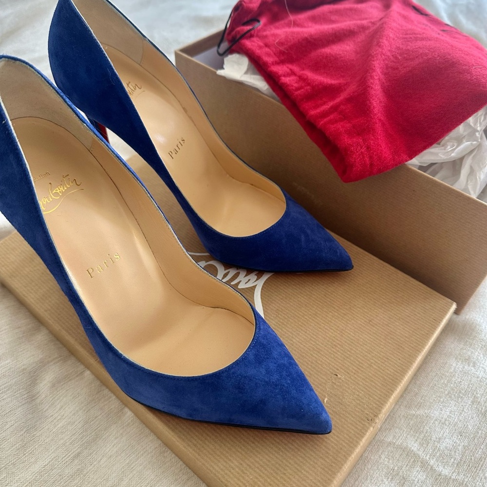 Christian Louboutin Blue Suede Pumps